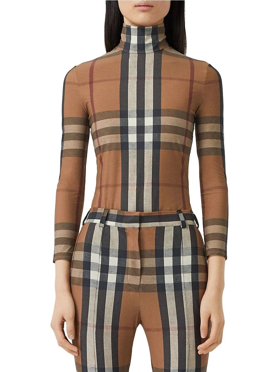 BURBERRY EMERY VINTAGE CHECK JERSEY TURTLENECK TOP