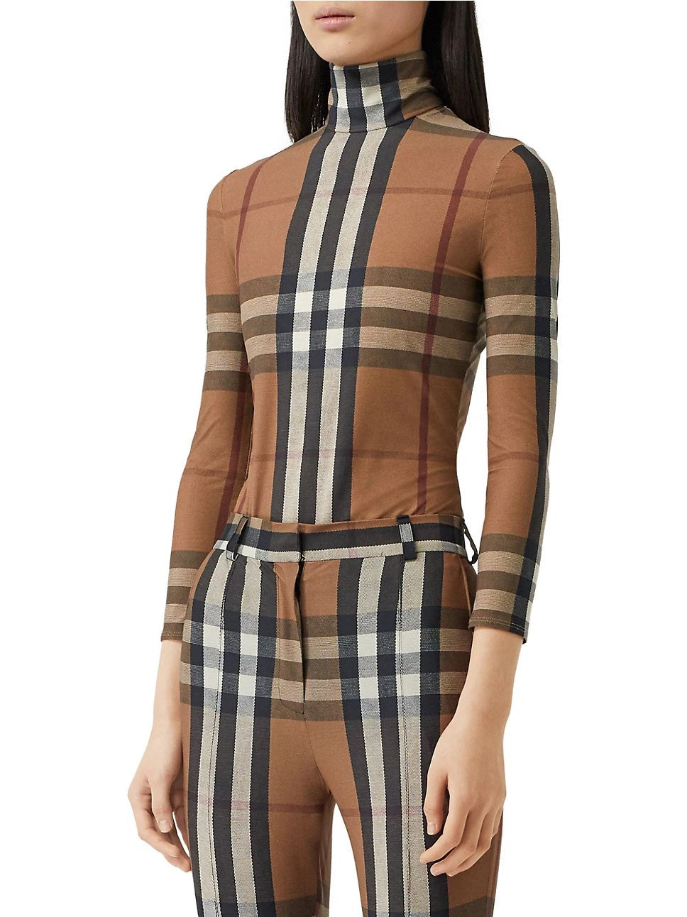 BURBERRY EMERY VINTAGE CHECK JERSEY TURTLENECK TOP