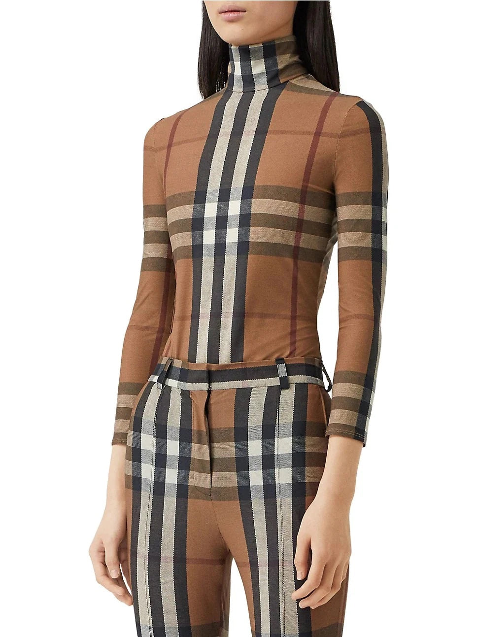 BURBERRY EMERY VINTAGE CHECK JERSEY TURTLENECK TOP