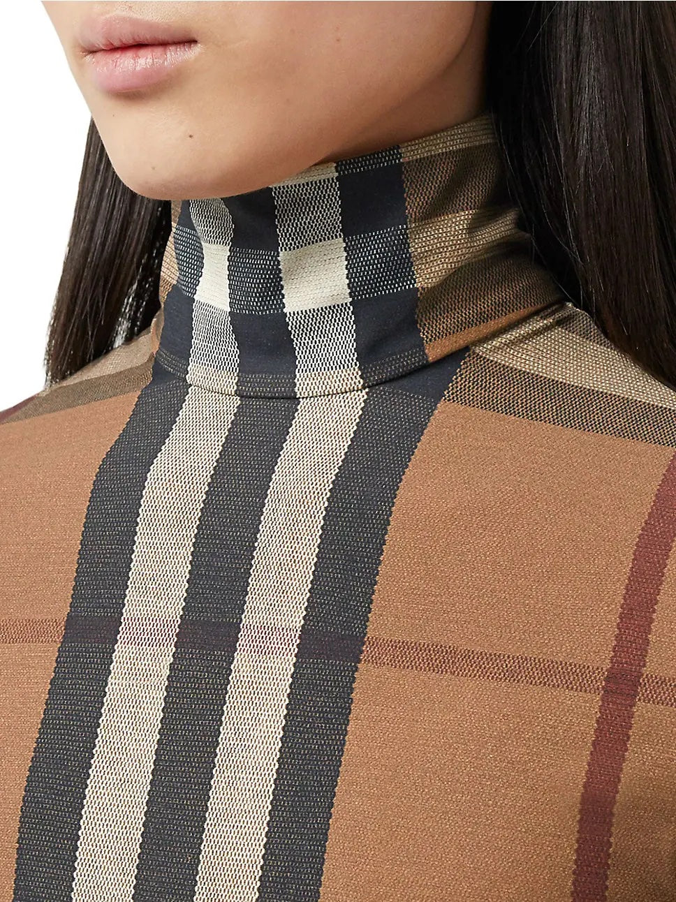 BURBERRY EMERY VINTAGE CHECK JERSEY TURTLENECK TOP