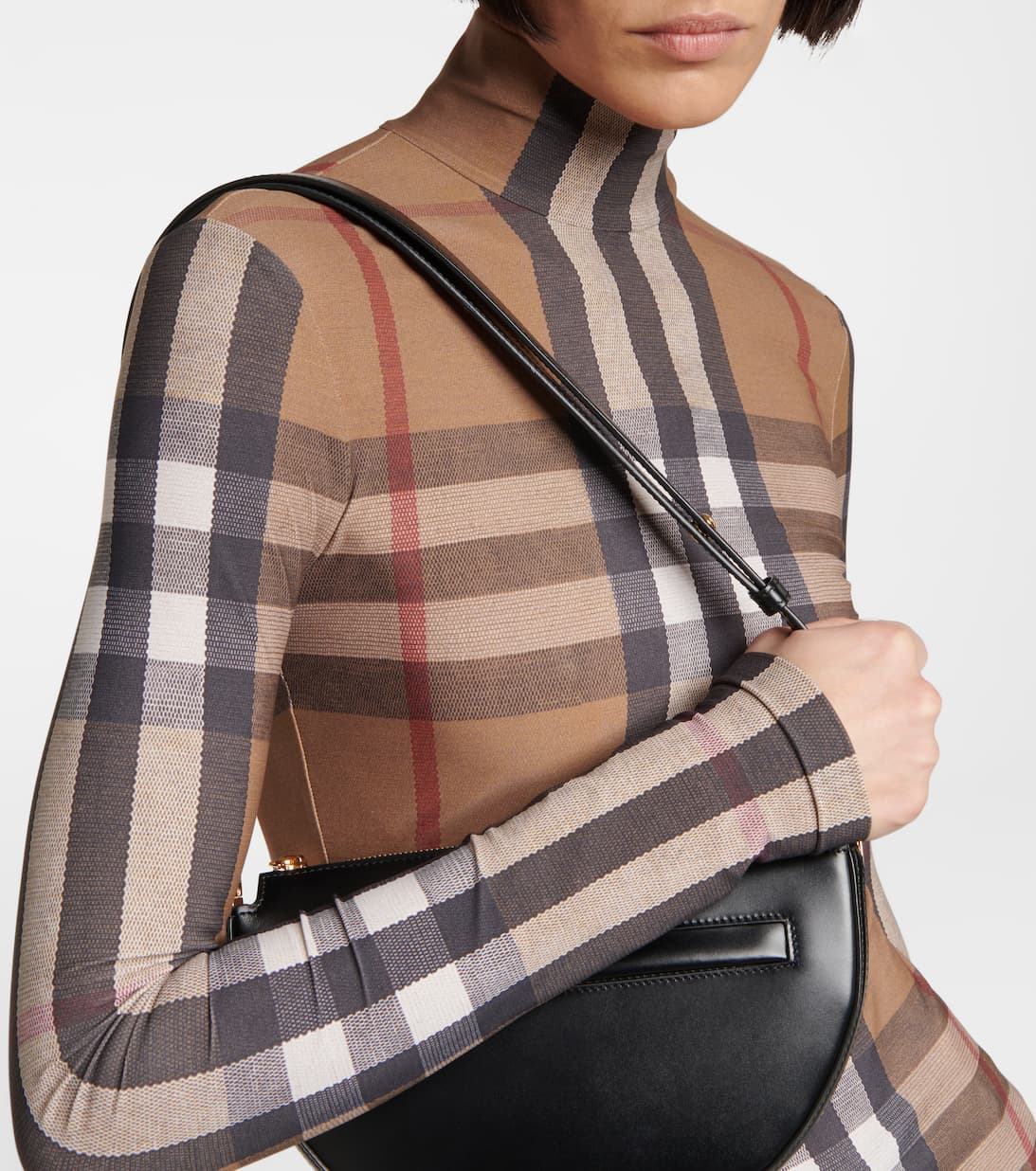 BURBERRY EMERY VINTAGE CHECK JERSEY TURTLENECK TOP