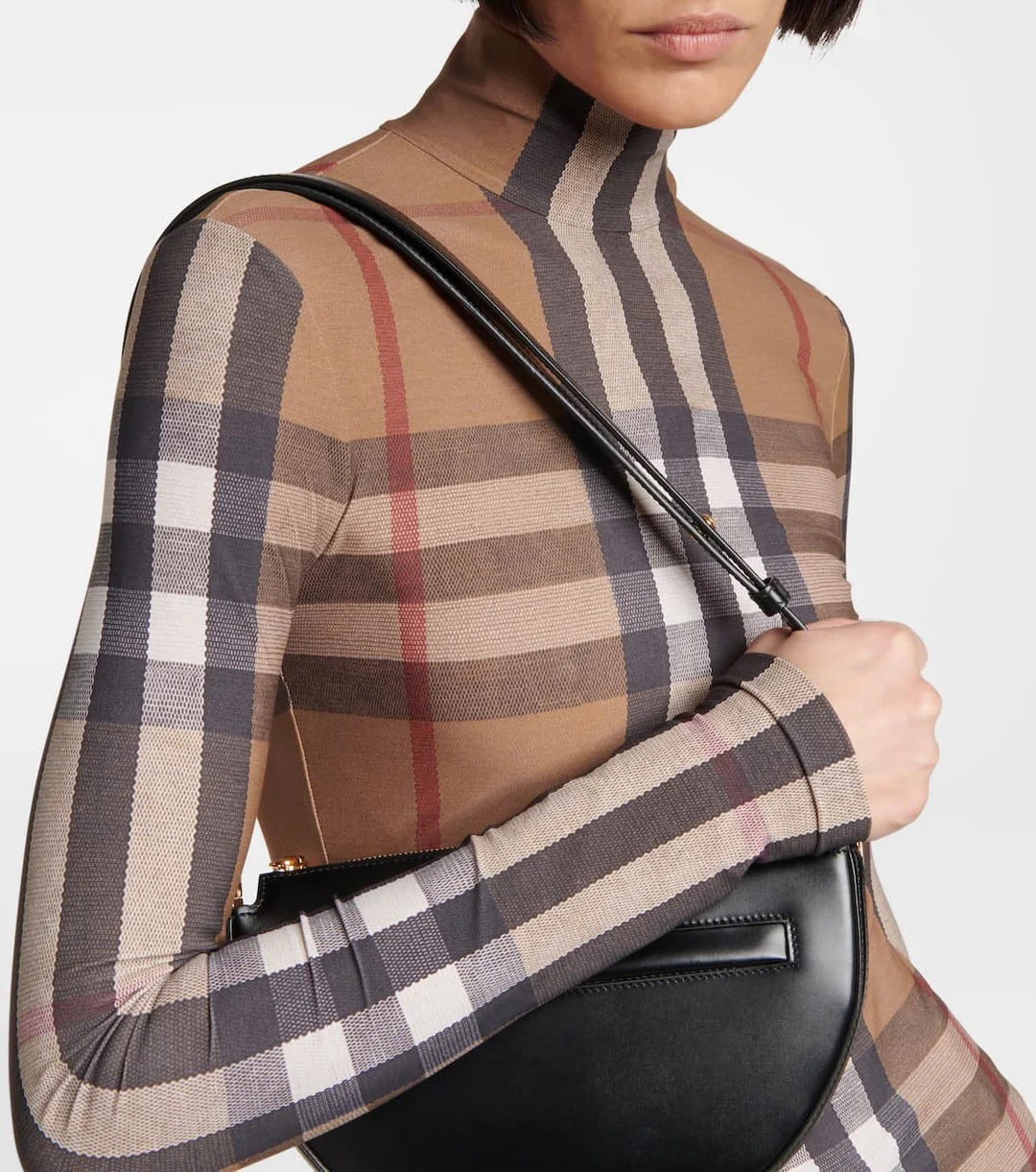 BURBERRY EMERY VINTAGE CHECK JERSEY TURTLENECK TOP