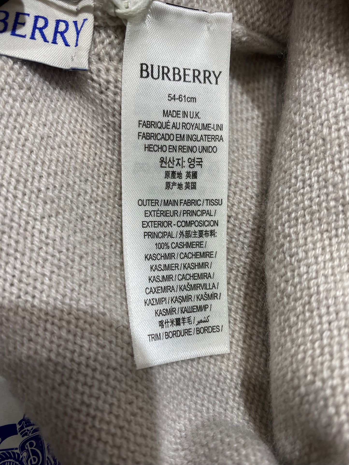 BURBERRY EQUESTRIAN KNIGHT CASHMERE BEANIE