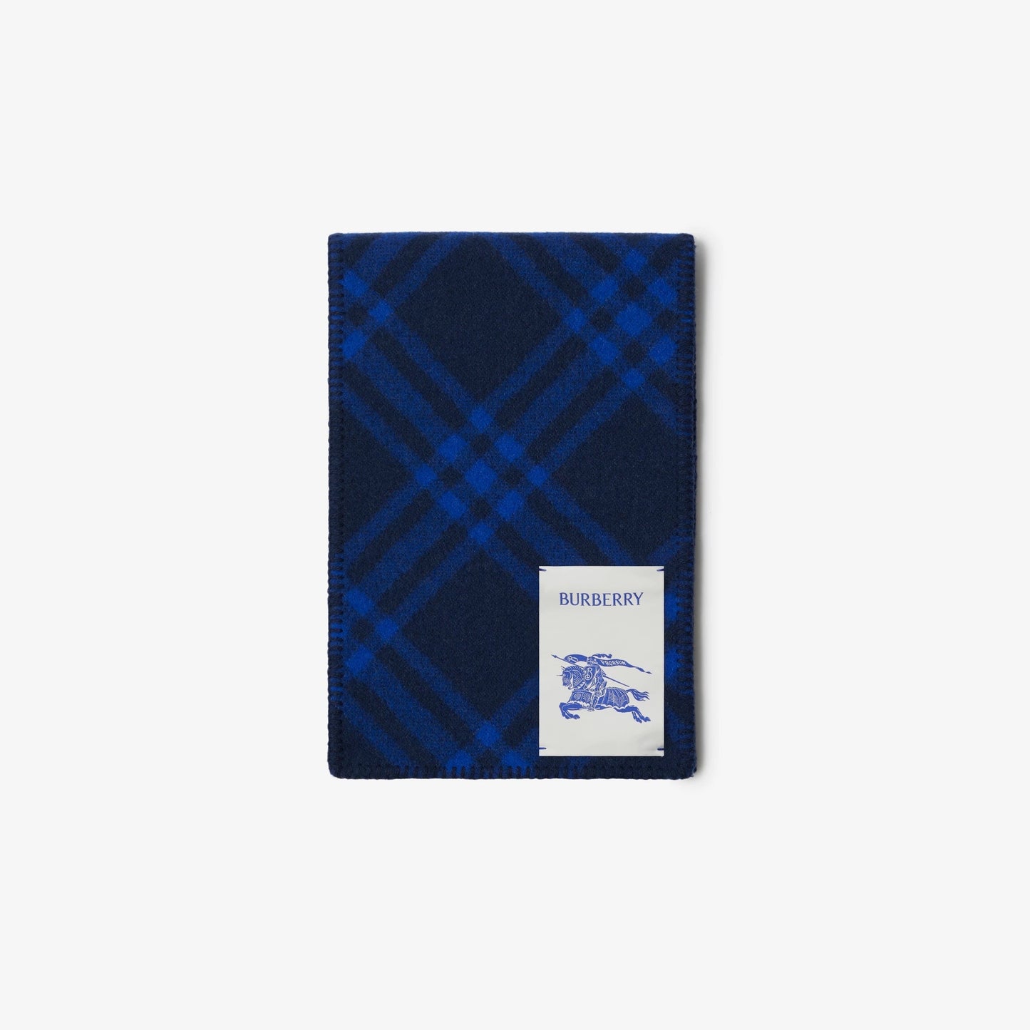 BURBERRY EQUESTRIAN KNIGHT DESIGN PATCH CHECK WOOL SCARF