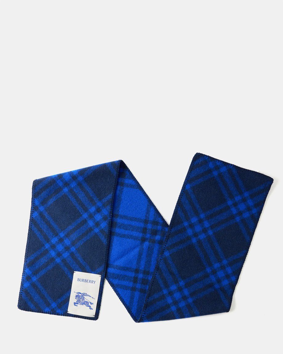 BURBERRY EQUESTRIAN KNIGHT DESIGN PATCH CHECK WOOL SCARF
