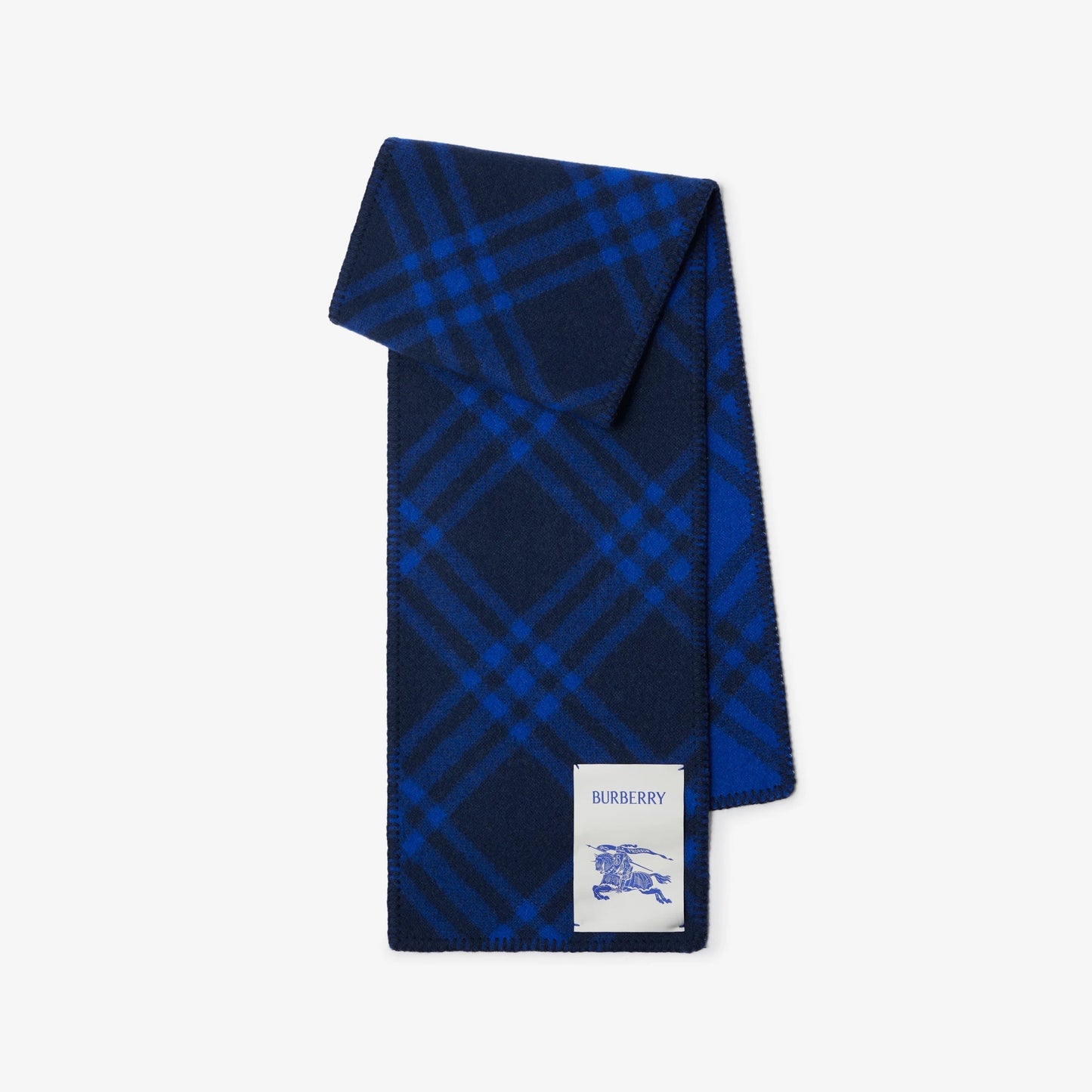 BURBERRY EQUESTRIAN KNIGHT DESIGN PATCH CHECK WOOL SCARF