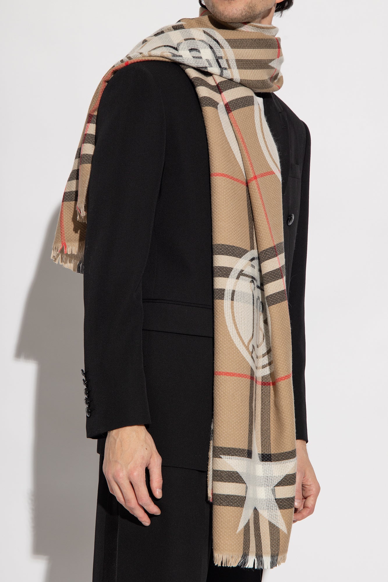 BURBERRY GIANT CHECK CASHMERE BLEND SCARF