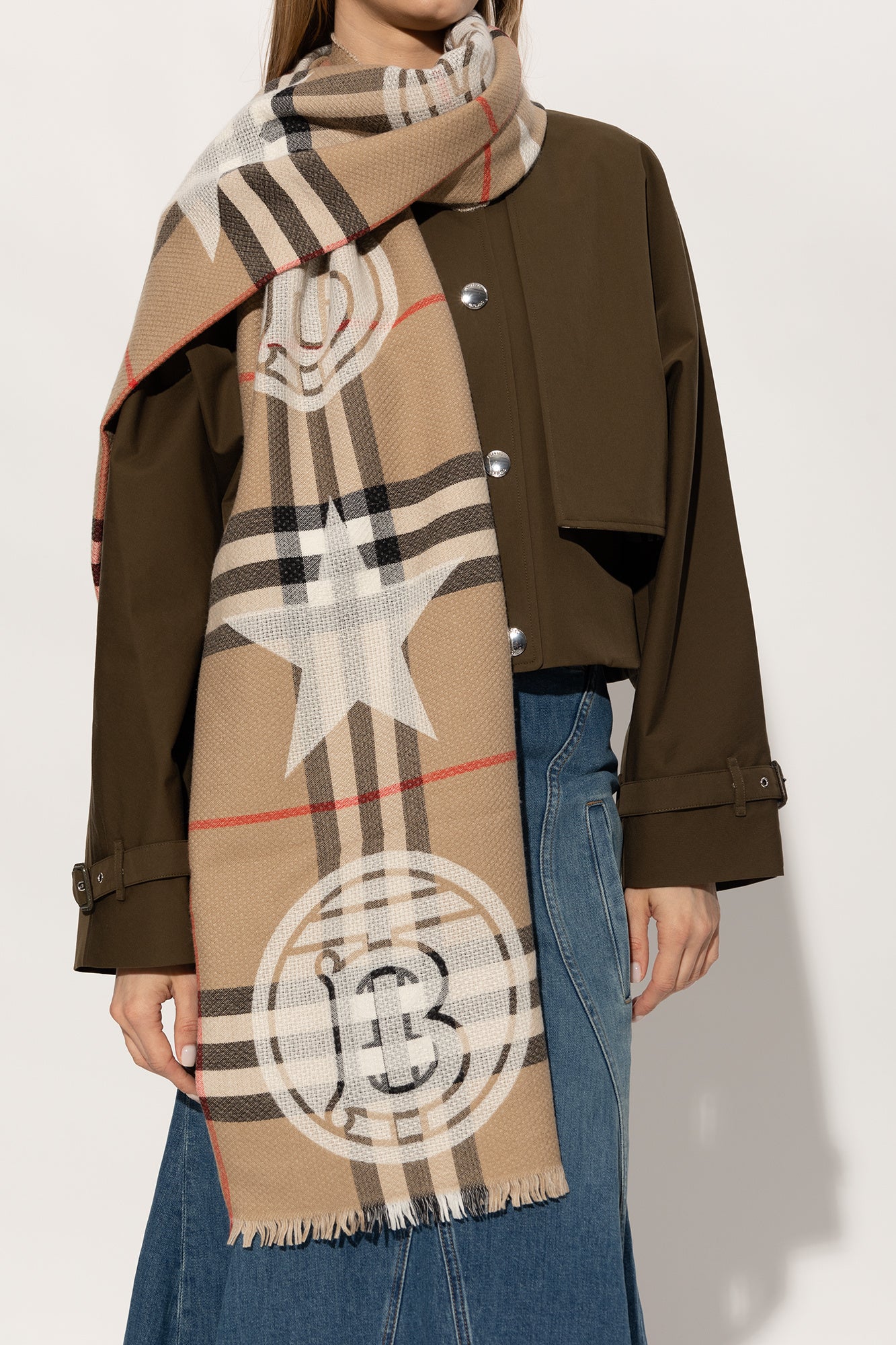 BURBERRY GIANT CHECK CASHMERE BLEND SCARF