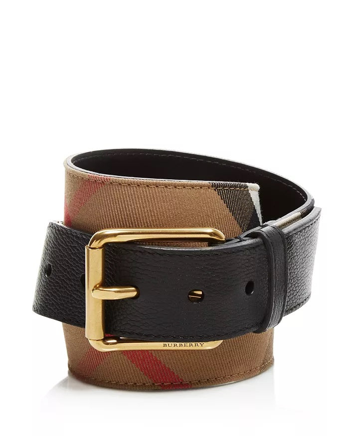 BURBERRY GRAINY LEATHER HOUSE CHECK BELT