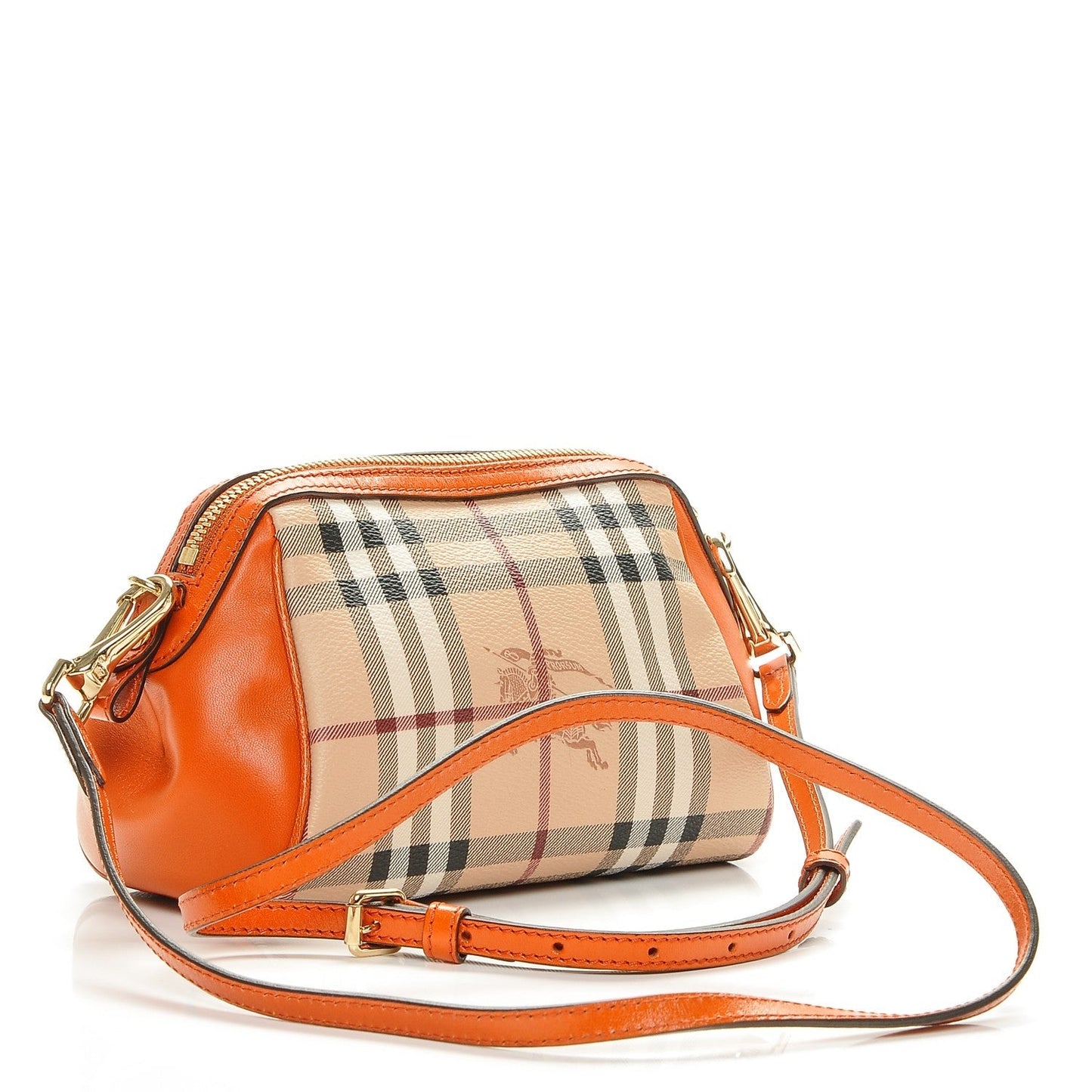 BURBERRY BURNT AMBER HAYMARKET CHECK MINI BLAZE CROSSBODY BAG