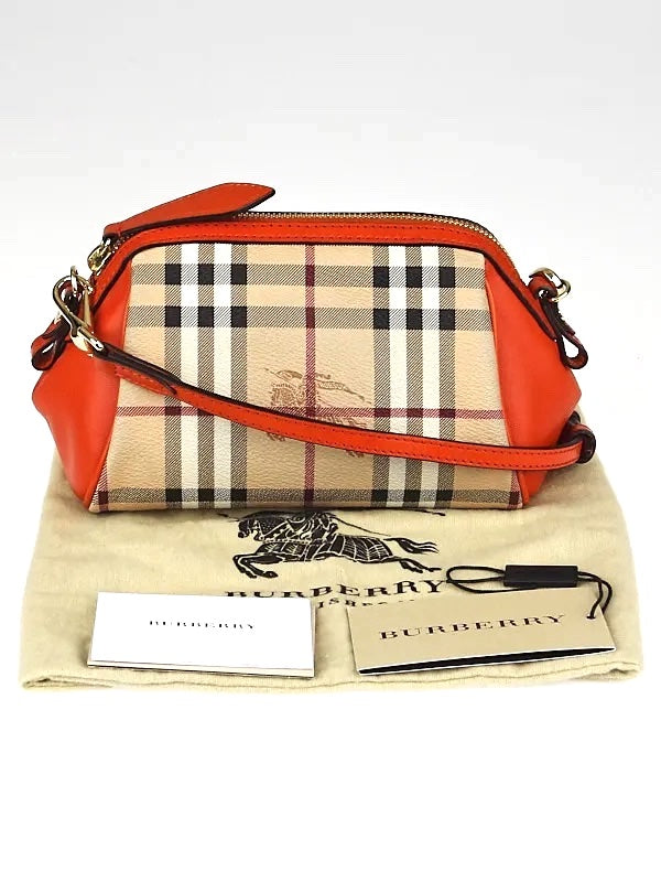 BURBERRY BURNT AMBER HAYMARKET CHECK MINI BLAZE CROSSBODY BAG