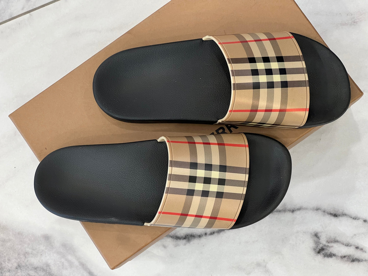 BURBERRY VINTAGE CHECK FURLEY SLIDE SANDALS