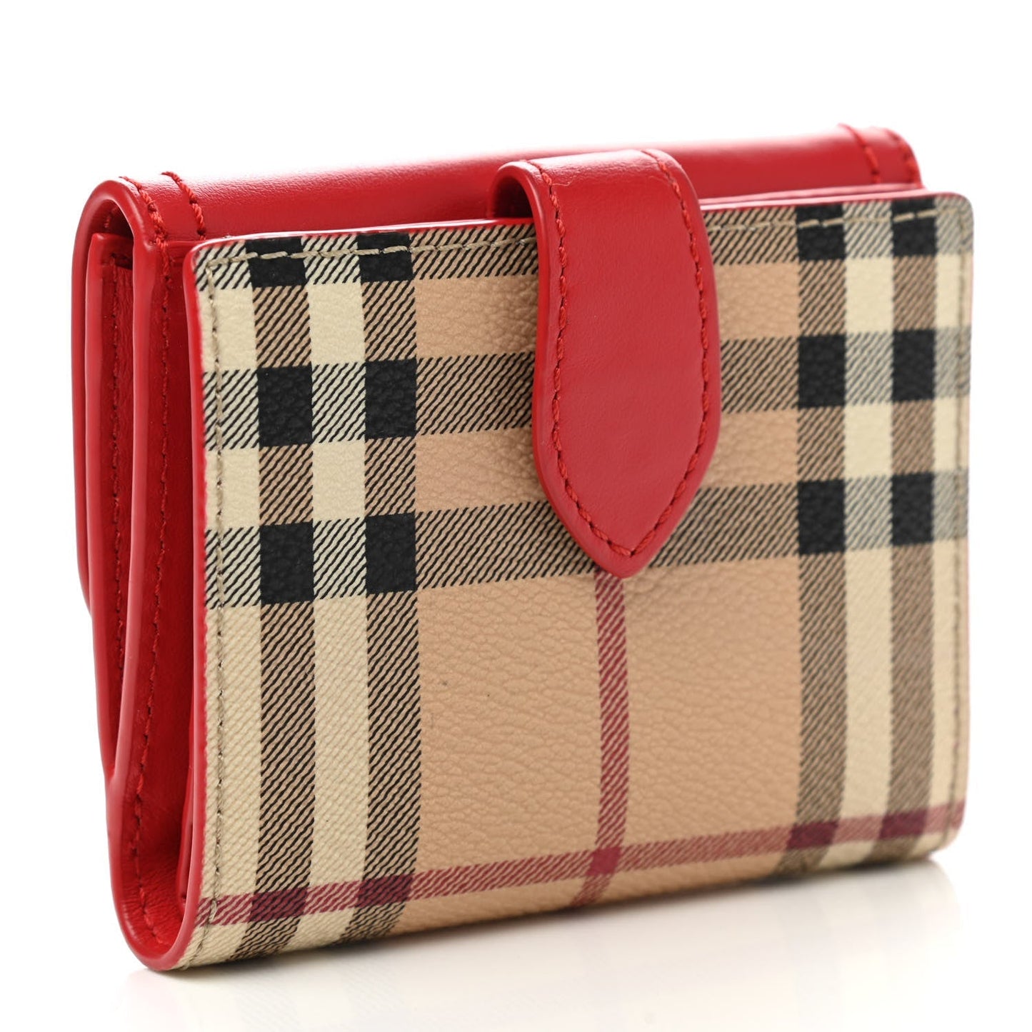 BURBERRY HOUSE CHECK LUNA FRENCH WALLET RED