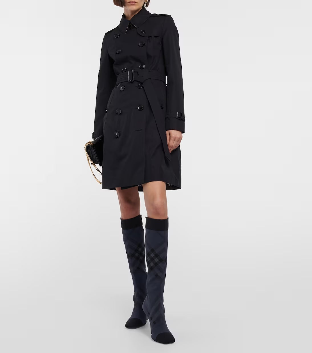 BURBERRY KNITTED CHECK TALL SOCK BOOTS