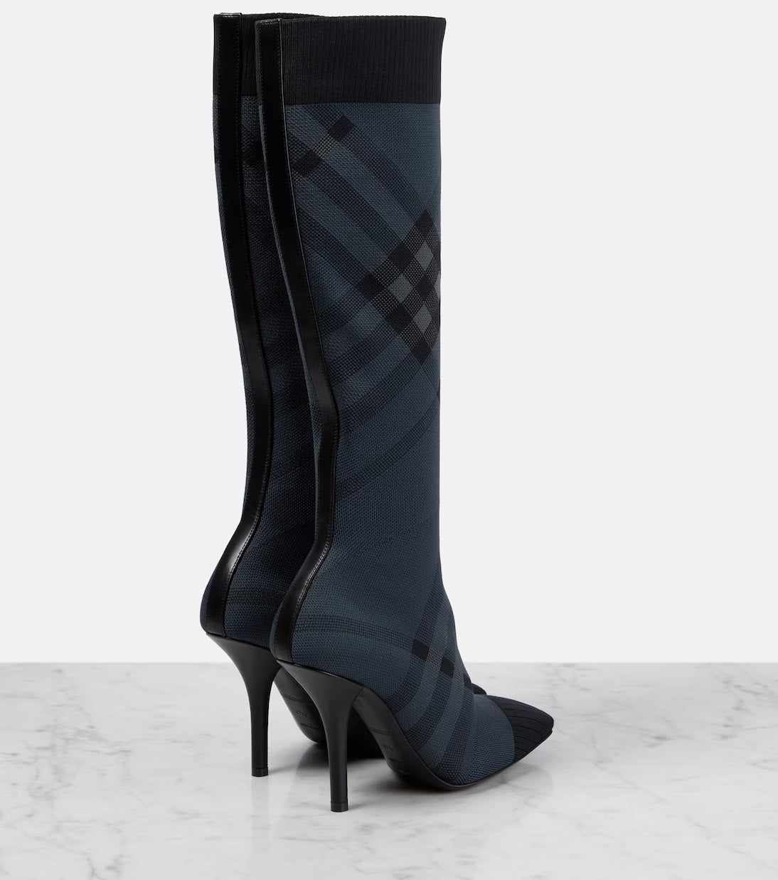 BURBERRY KNITTED CHECK TALL SOCK BOOTS