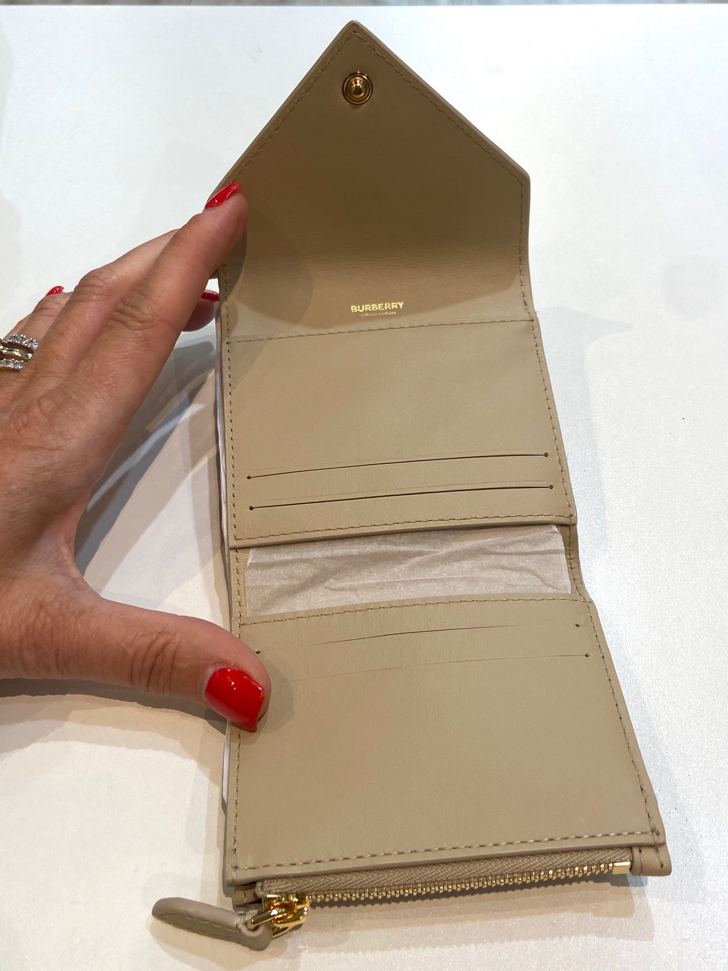 BURBERRY LILA HAYMARKET CHECK COMPACT WALLET