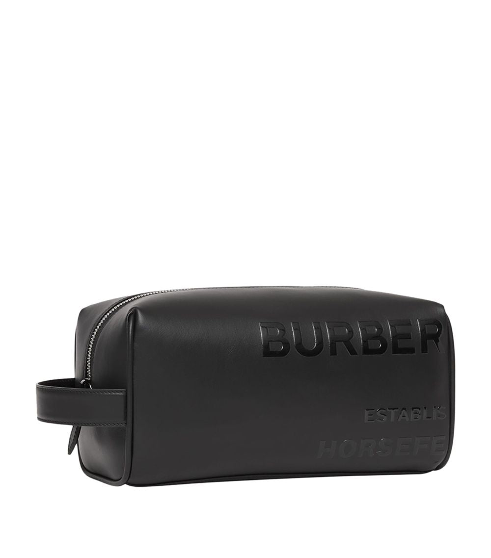 BURBERRY LEATHER HORSEFERRY TOILETRY BAG