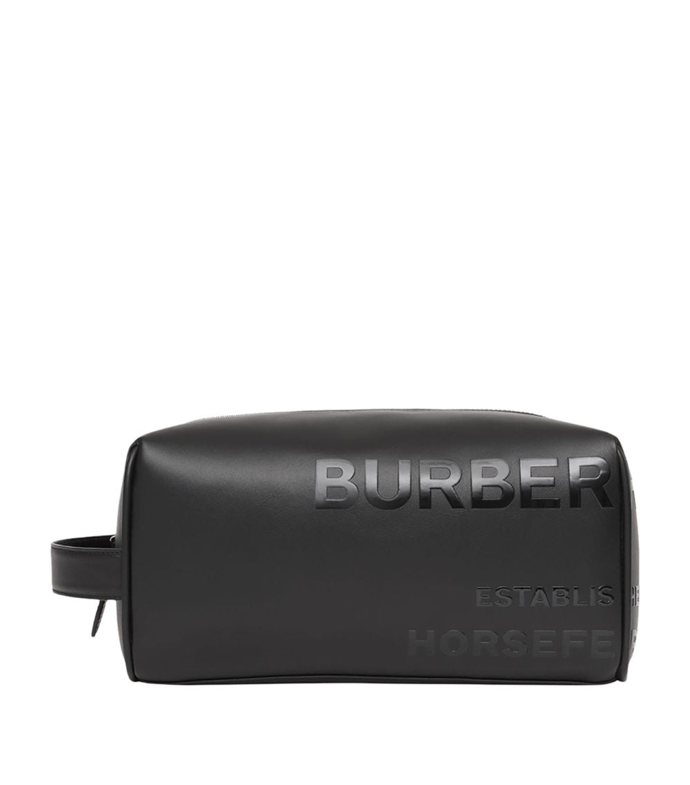 BURBERRY LEATHER HORSEFERRY TOILETRY BAG