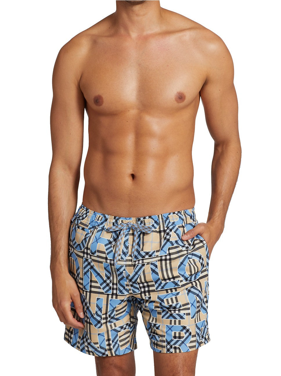 BURBERRY MARTIN LOGO VINTAGE CHECK SWIM TRUNKS