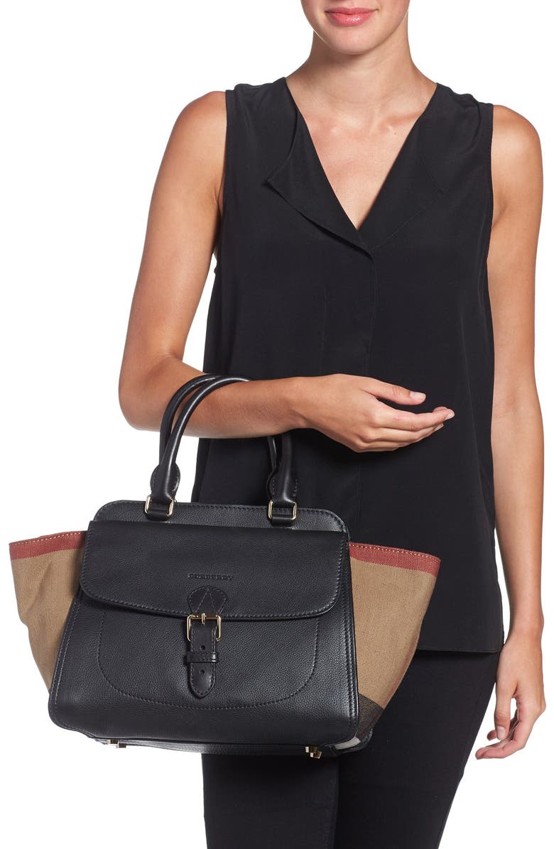 BURBERRY MEDIUM HARCOURT LEATHER SATCHEL BAG