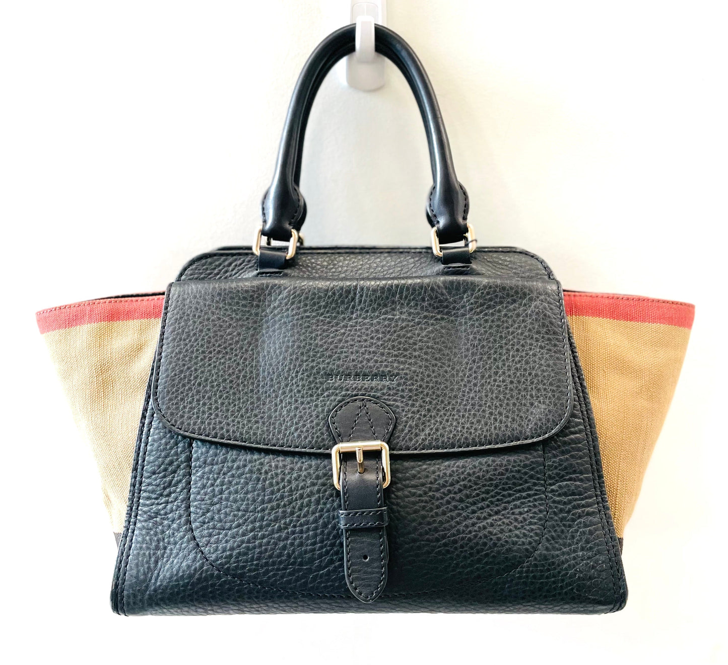 BURBERRY MEDIUM HARCOURT LEATHER SATCHEL BAG