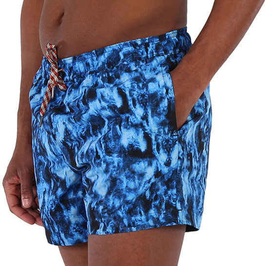 BURBERRY MEN'S MIDNIGHT BLUE NAVY GREENFORD RIPPLE PRINT SWIM SHORTS