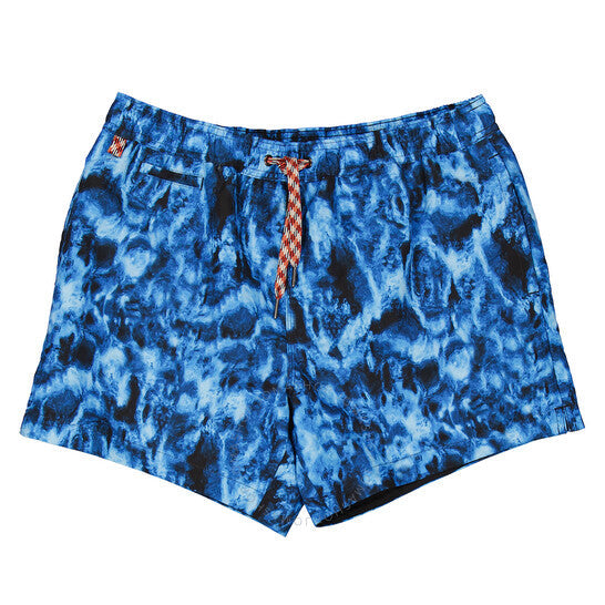 BURBERRY MEN'S MIDNIGHT BLUE NAVY GREENFORD RIPPLE PRINT SWIM SHORTS