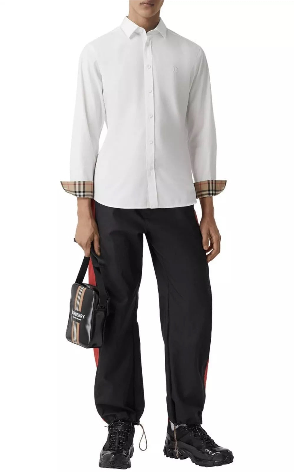 BURBERRY MEN'S SHERWOOD CHECK SLIM FIT POPLIN BUTTON UP SHIRT