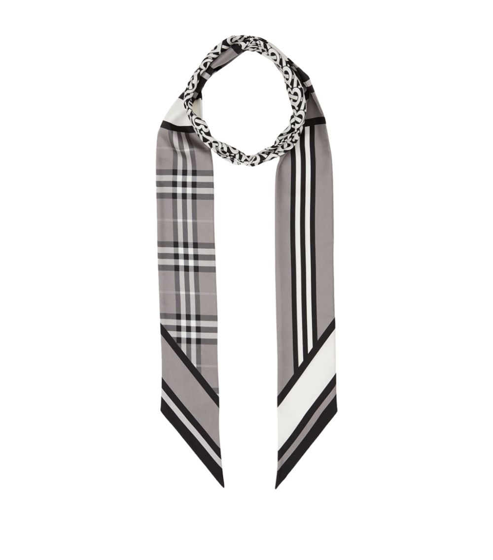 BURBERRY MONTAGE PRINT SKINNY SILK SCARF