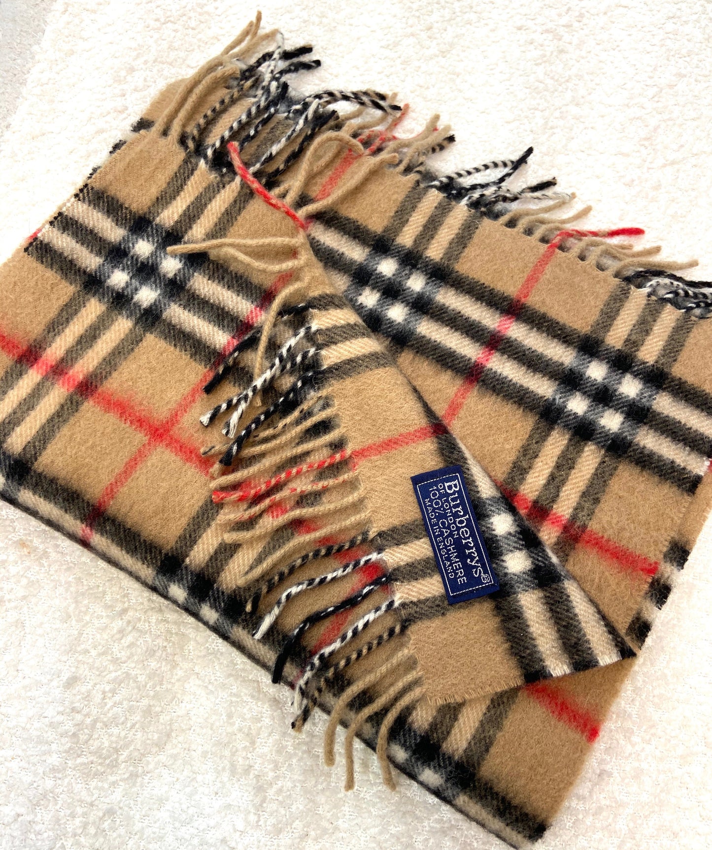 BURBERRY NOVA CHECK FRINGE CASHMERE SCARF