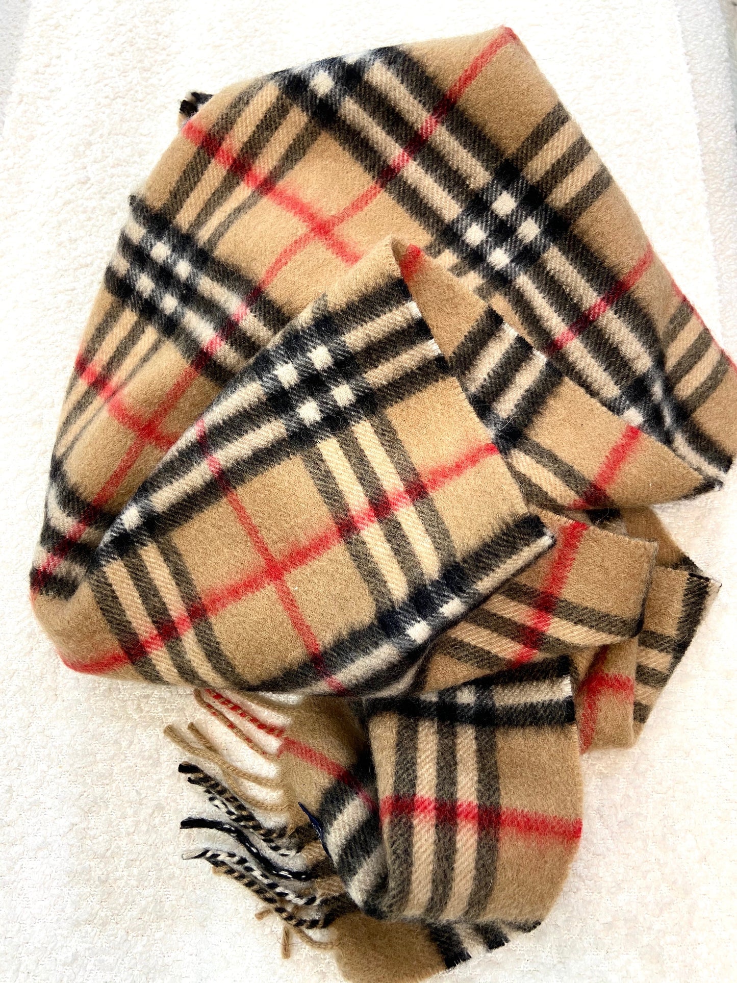 BURBERRY NOVA CHECK FRINGE CASHMERE SCARF