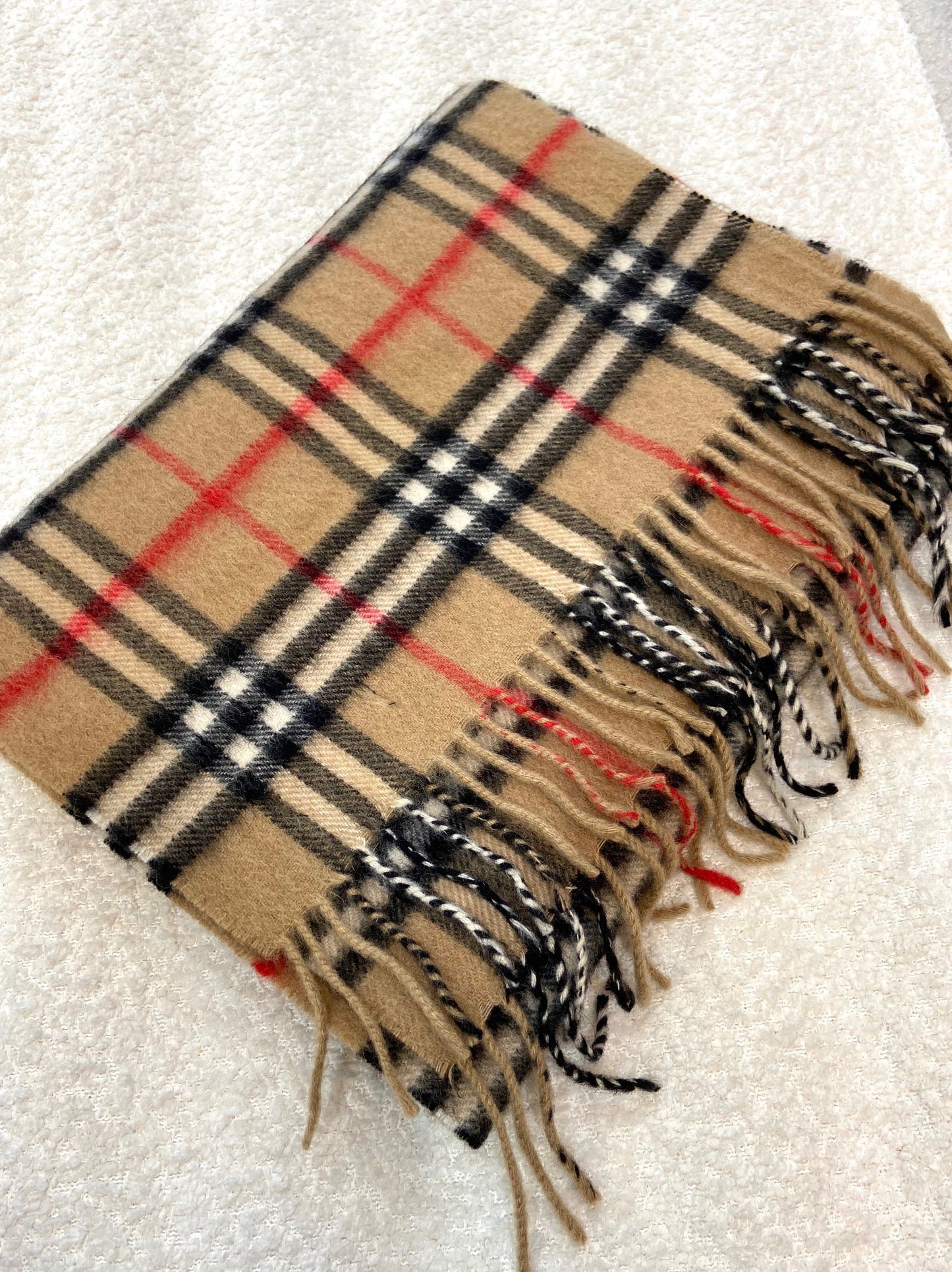 BURBERRY NOVA CHECK FRINGE CASHMERE SCARF
