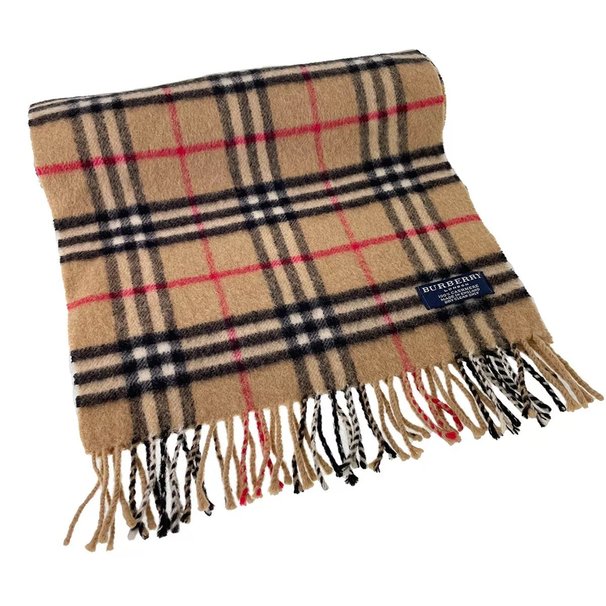 BURBERRY NOVA CHECK FRINGE CASHMERE SCARF