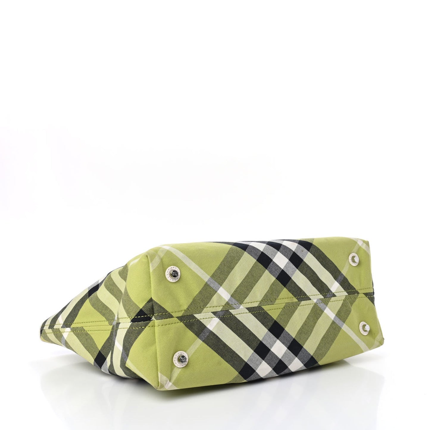 BURBERRY NOVA CHECK LIME GREEN SHOPPER TOTE BAG