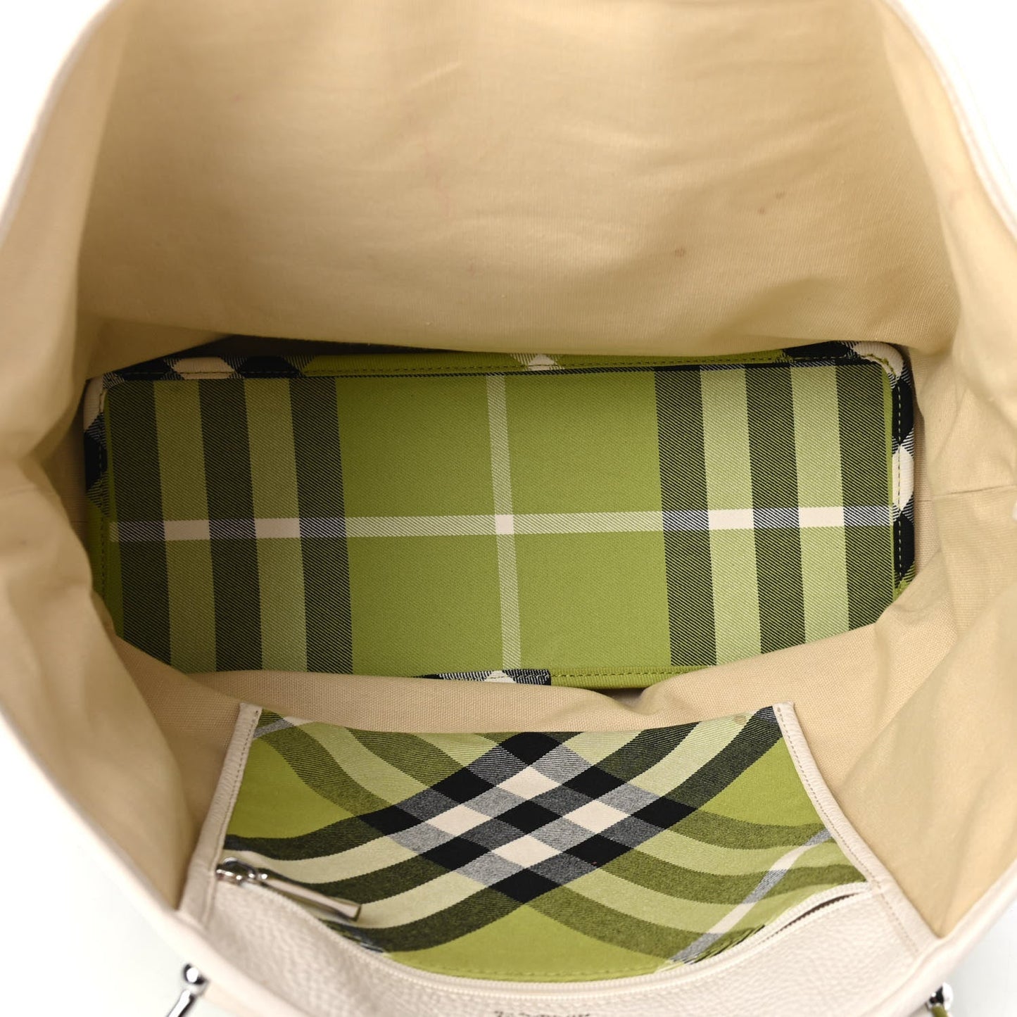 BURBERRY NOVA CHECK LIME GREEN SHOPPER TOTE BAG