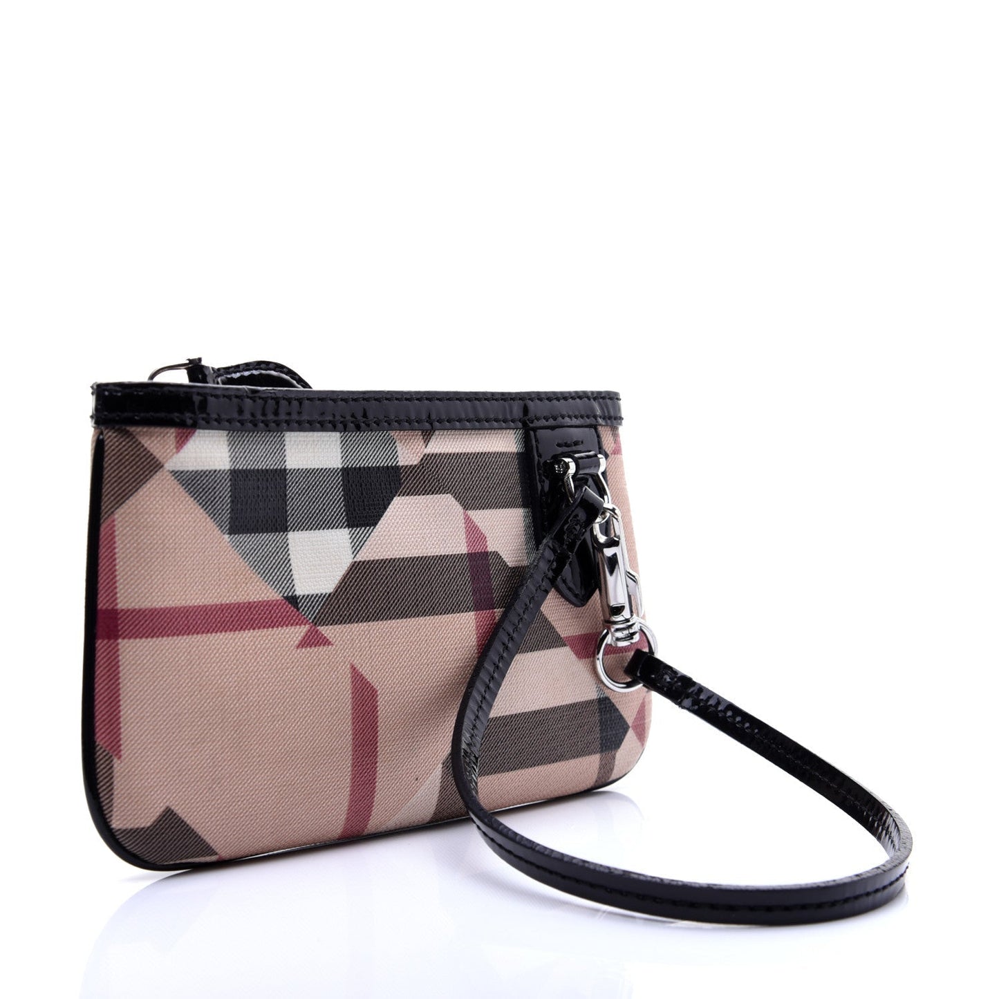 BURBERRY PATCHWORK CHECK PATENT WRISTLET