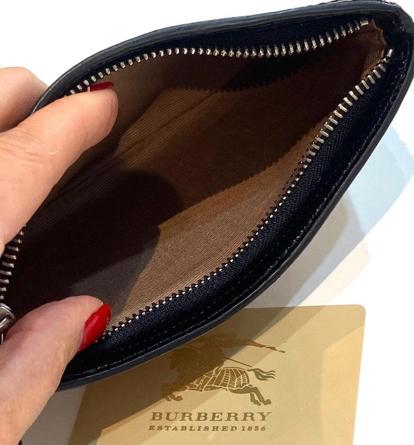 BURBERRY PATCHWORK CHECK PATENT WRISTLET