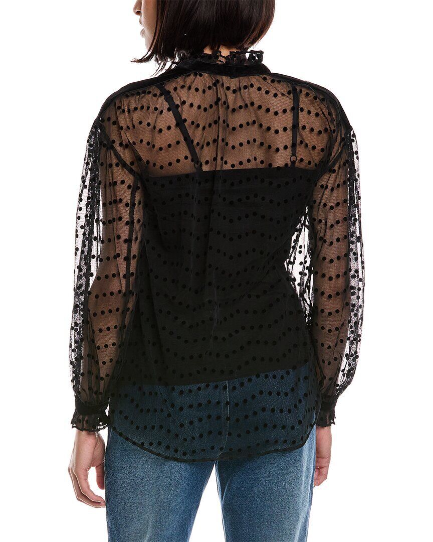 BURBERRY POLKA DOT FLOCK TULLE TIE-NECK BLOUSE