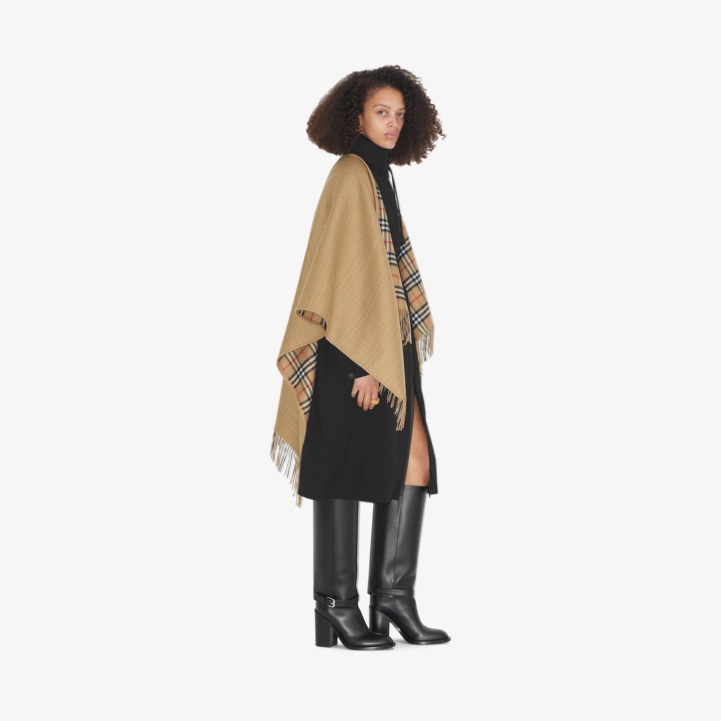 BURBERRY REVERSIBLE HOUSE CHECK WOOL CAPE