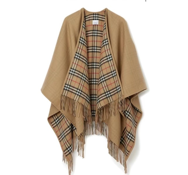 BURBERRY REVERSIBLE HOUSE CHECK WOOL CAPE