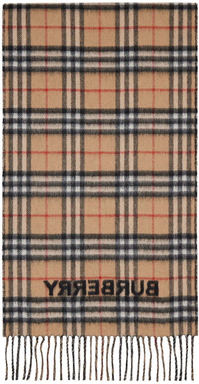 BURBERRY REVERSIBLE VINTAGE CHECK CASHMERE SCARF