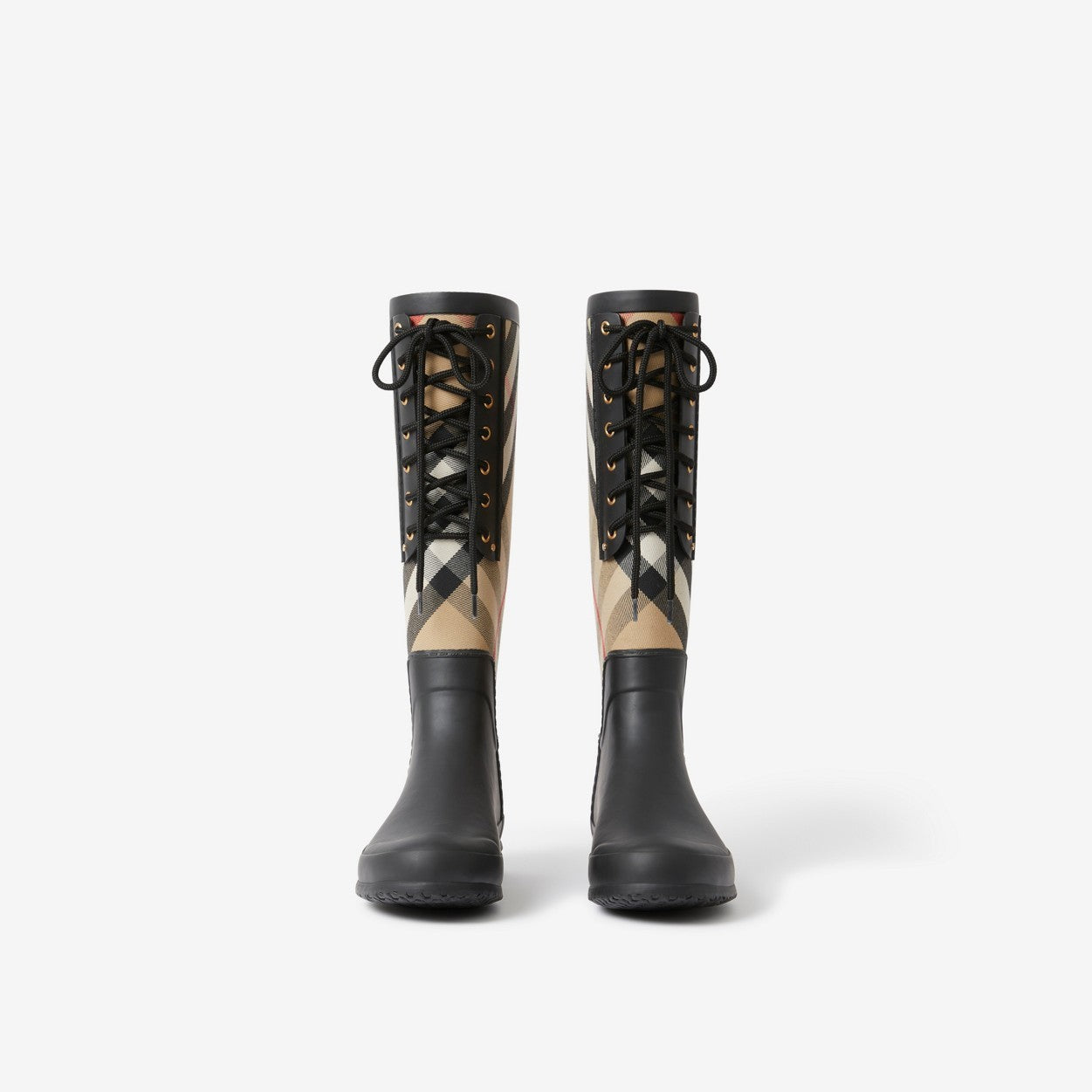 BURBERRY SIMEON HOUSE CHECK LACE UP RAIN BOOTS