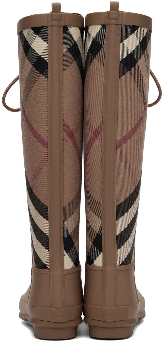BURBERRY SIMEON HOUSE CHECK LACE UP RAIN BOOTS