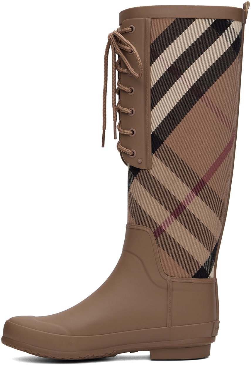 BURBERRY SIMEON HOUSE CHECK LACE UP RAIN BOOTS