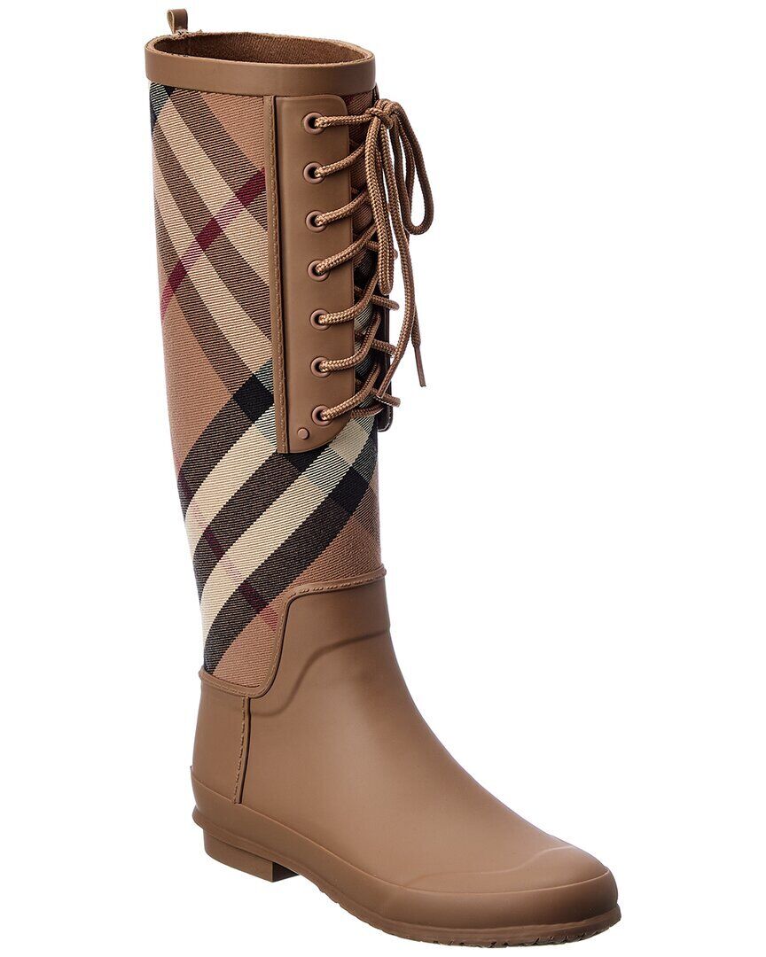 BURBERRY SIMEON HOUSE CHECK LACE UP RAIN BOOTS