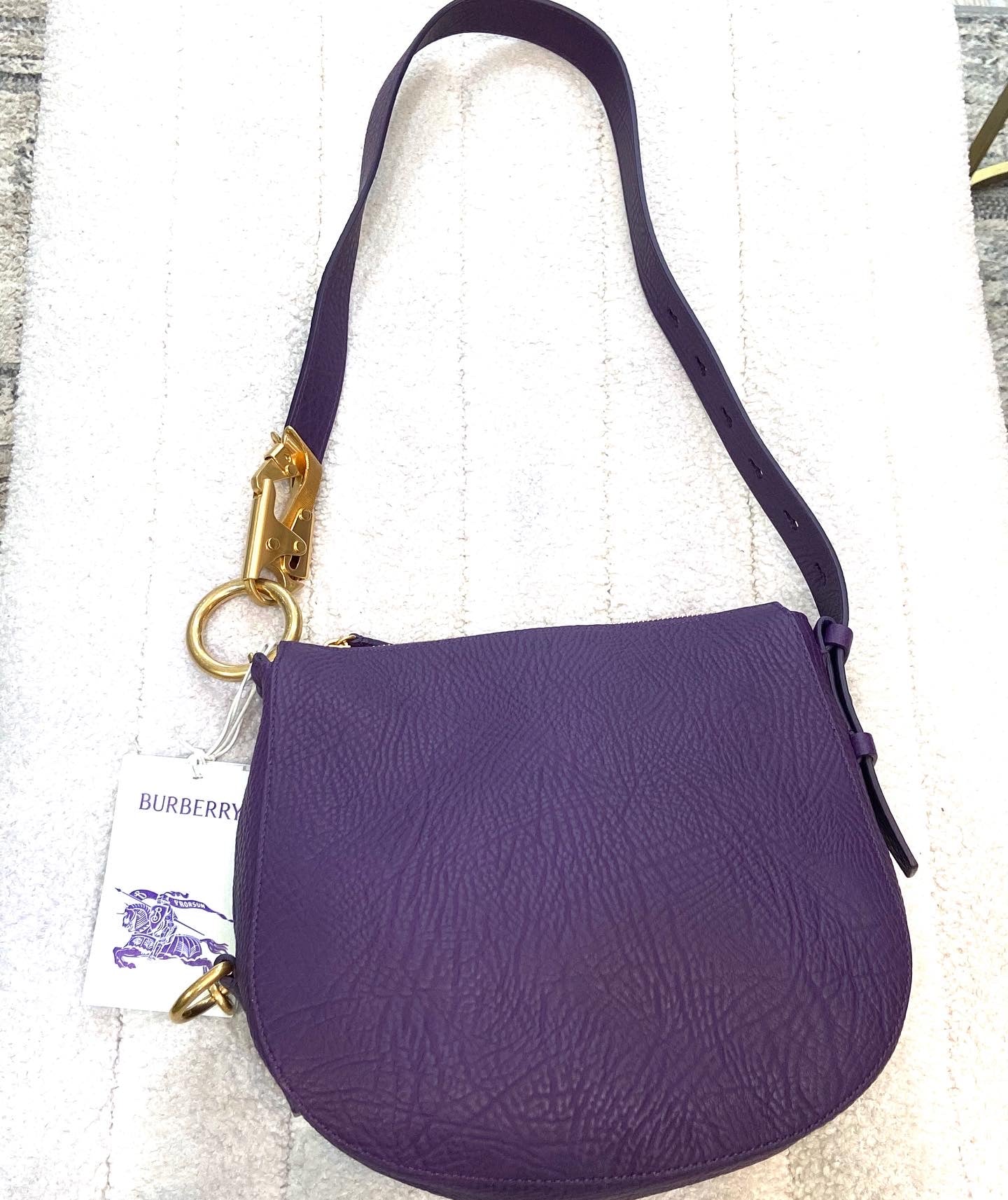 BURBERRY GRAINED LEATHER KNIGHT SHOULDER BAG