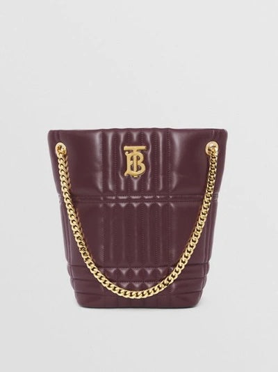BURBERRY QUILTED CHECK LAMBSKIN LEATHER MEDIUM LOLA BUCKET BAG