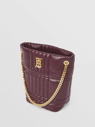 BURBERRY QUILTED CHECK LAMBSKIN LEATHER MEDIUM LOLA BUCKET BAG
