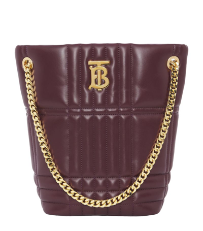 BURBERRY QUILTED CHECK LAMBSKIN LEATHER MEDIUM LOLA BUCKET BAG