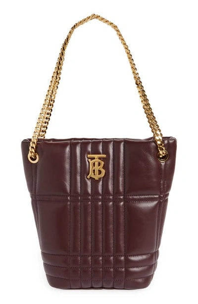BURBERRY QUILTED CHECK LAMBSKIN LEATHER MEDIUM LOLA BUCKET BAG